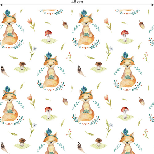 Thumbnail - K&L Wall Art Vliestapete »Kinder Vliestapete«, Indianer Fuchs Waldtiere, mehrfarbig, matt - bunt