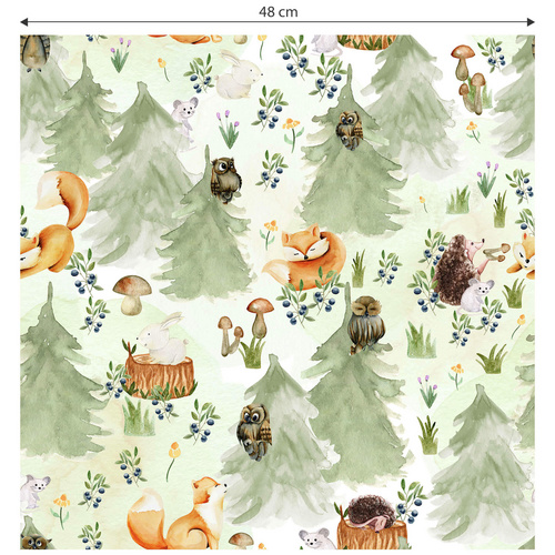 Thumbnail - K&L Wall Art Vliestapete »Vintage Vliestapete«, Waldtiere Fuchs Eule Hase, mehrfarbig, matt - bunt