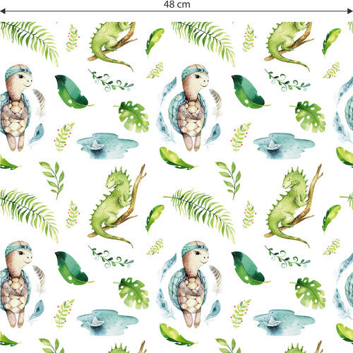Thumbnail - K&L Wall Art Vliestapete »Kinder Vliestapete«, Waldtiere Schildkröte Leguan, mehrfarbig, matt - bunt