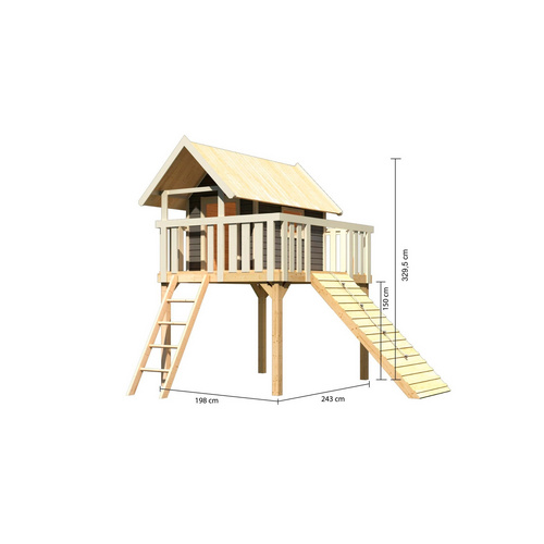 Thumbnail - KARIBU Kinderspielgerät, BxHxT: 198 x 329,5 x 243 cm, terragrau