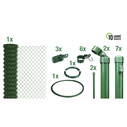 Set: Zaun Maschendraht grün