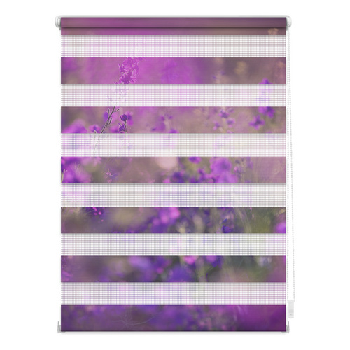 Lichtblick Duo-Rollo, ‎Klemmfix, B x L: 70 x 150 cm, Blumenwiese, fuchsia violett – lila