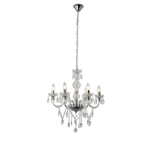 SalesFever Kronleuchter Matteo, 6 Flammen aus transparentem Acryl-Glas