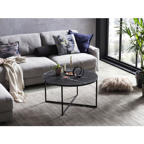 SalesFever Couchtisch, BxH: 80 x 45 cm, Metall/Glas - schwarz