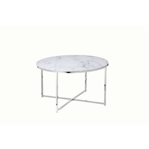 SalesFever Couchtisch, BxH: 80 x 45 cm, Metall/Glas – weiss