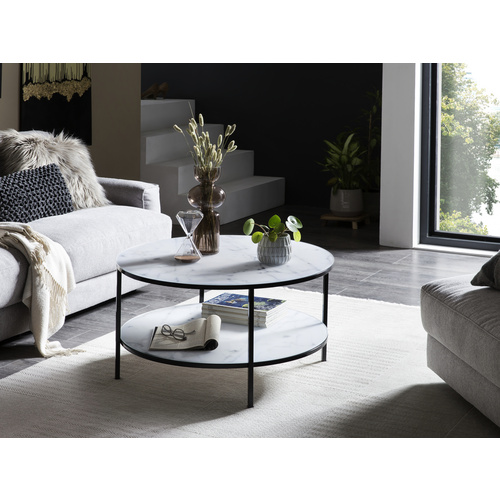 Thumbnail - SalesFever Couchtisch, BxH: 80 x 45 cm, Metall/Glas - weiss