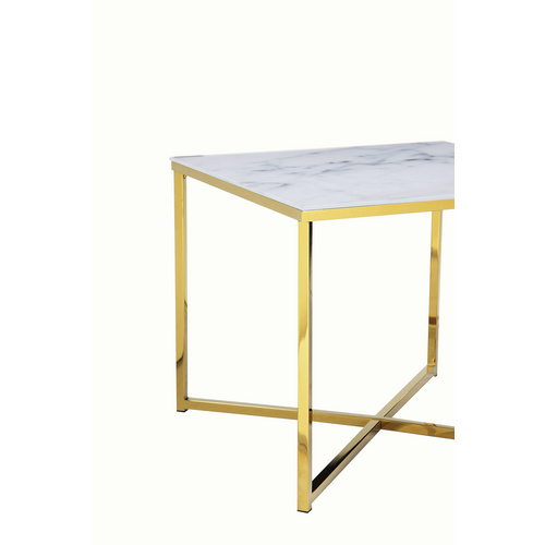 Thumbnail - SalesFever Beistelltisch, BxH: 50 x 42 cm, Metall/Glas - weiss