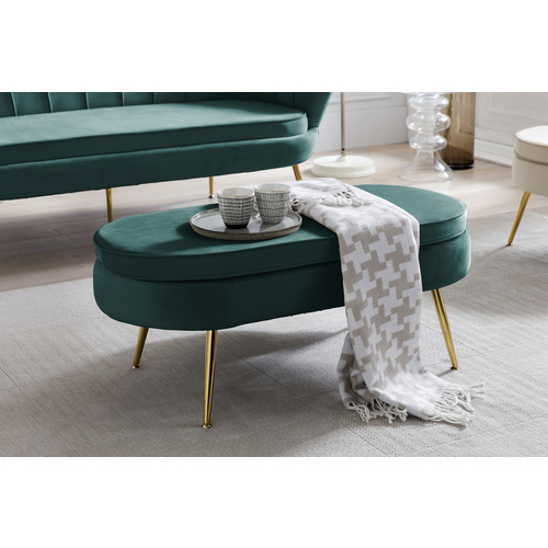 Thumbnail - SalesFever Hocker, Höhe: 40 cm, grün/goldfarben - gruen