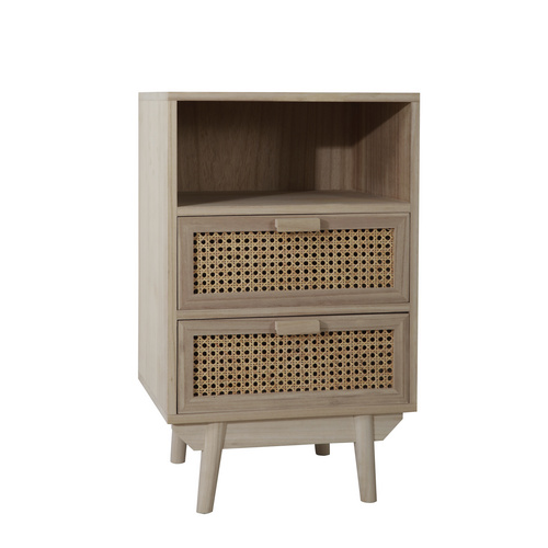 SalesFever Kommode, Mitteldichte Faserplatte/PaulowniaHolz/Rattan, Natur – beige