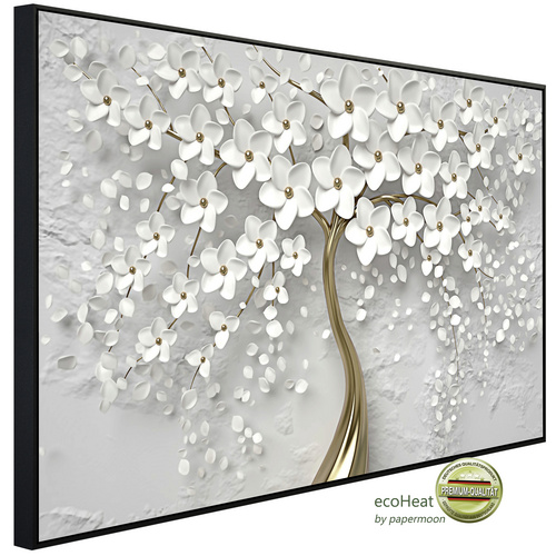 papermoon Infrarotheizung »EcoHeat - Blumen weiss gold«, Matt-Effekt - bunt