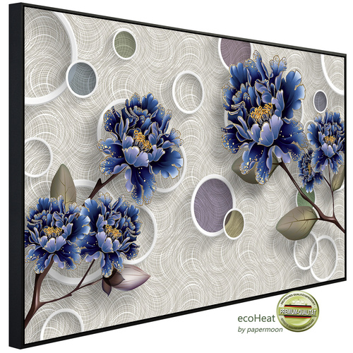 papermoon Infrarotheizung »EcoHeat - Muster mit Blumen blau«, Matt-Effekt - bunt