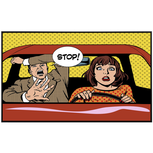 Thumbnail - papermoon Infrarotheizung »EcoHeat - Comic Menschen im Auto«, Matt-Effekt - bunt