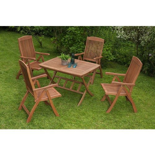 Merxx Gartenmöbel-Set Maracaibo 5-tlg. Braun inkl. Tisch 100/160 cm x 90 cm