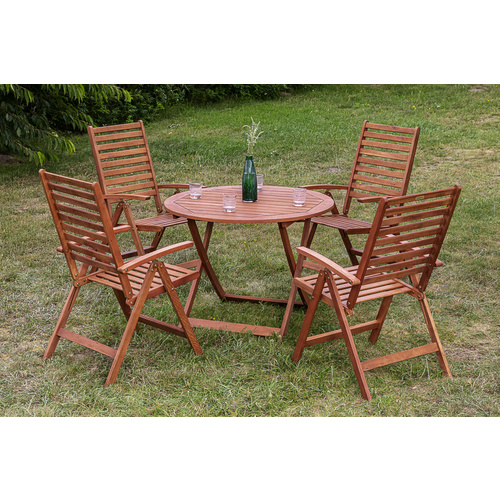 Merxx Gartenmöbel-Set Bahia 5-tlg. Braun inkl. rundem Tisch