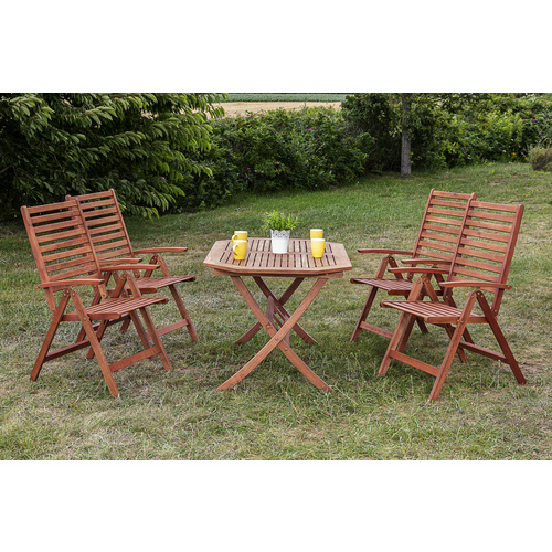 Merxx Gartenmöbel-Set Bahia 5-tlg. Braun inkl. rechteckigem Tisch