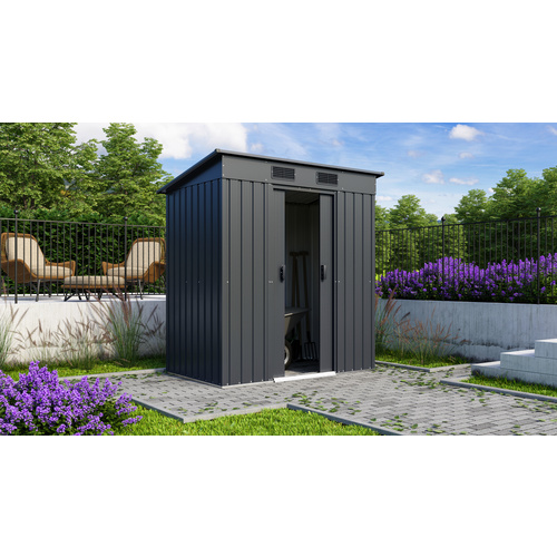 PERGART Gerätehaus »Leipzig II«, Metall, BxHxT: 174 x 174 x 110 cm (Außenmaße inkl. Dachüberstand) - grau