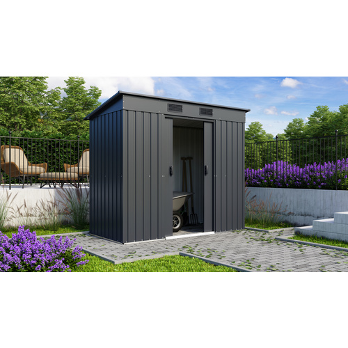 PERGART Gerätehaus »Leipzig II«, Metall, BxHxT: 217 x 174 x 111 cm (Außenmaße inkl. Dachüberstand) - grau