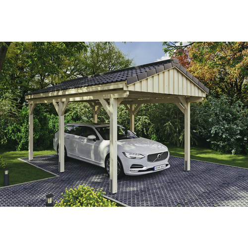 SKANHOLZ Carport »Fichtelberg«, BxT: 317 x 566 cm, Firsthöhe: 303 cm, unbehandelt - beige