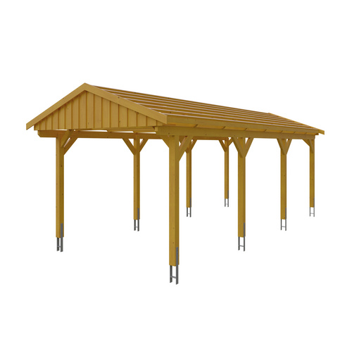 Thumbnail - SKANHOLZ Carport »Fichtelberg«, BxT: 317 x 808 cm, Firsthöhe: 303 cm, lasiert - beige