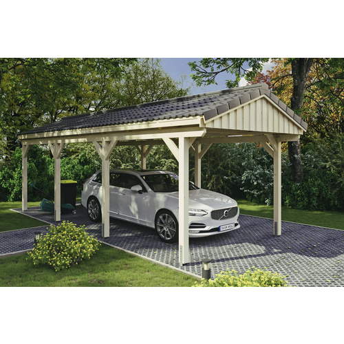 SKANHOLZ Carport »Fichtelberg«, BxT: 317 x 808 cm, Firsthöhe: 303 cm, unbehandelt - beige