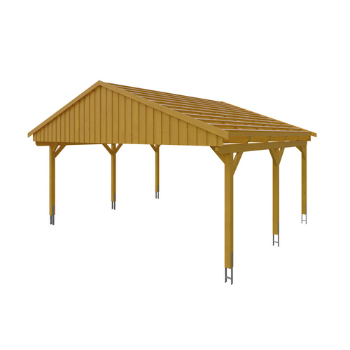 Thumbnail - SKANHOLZ Carport »Fichtelberg«, BxT: 618 x 566 cm, Firsthöhe: 362 cm, lasiert - beige