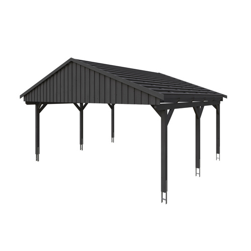 Thumbnail - SKANHOLZ Carport »Fichtelberg«, BxT: 618 x 566 cm, Firsthöhe: 362 cm, lasiert - grau