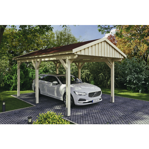 SKANHOLZ Carport »Fichtelberg«, BxT: 317 x 566 cm, Firsthöhe: 303 cm, unbehandelt – beige