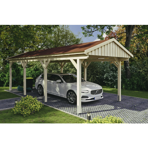 SKANHOLZ Carport »Fichtelberg«, BxT: 317 x 808 cm, Firsthöhe: 303 cm, unbehandelt – beige