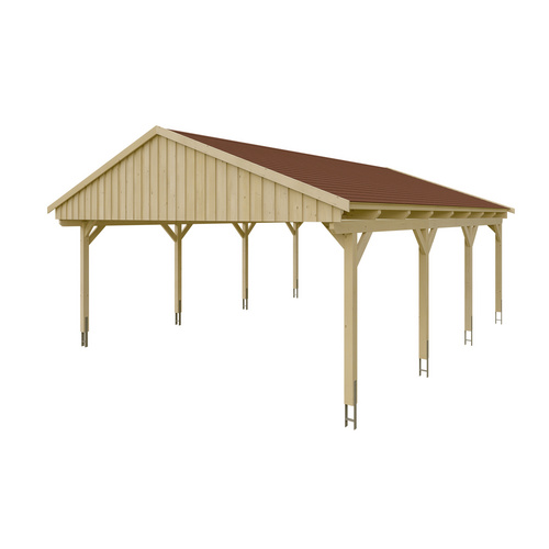 Thumbnail - SKANHOLZ Carport »Fichtelberg«, BxT: 618 x 808 cm, Firsthöhe: 362 cm, unbehandelt - beige