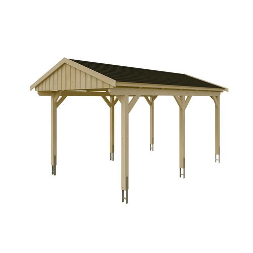 SKANHOLZ Carport »Fichtelberg«, BxT: 317 x 566 cm, Firsthöhe: 303 cm, unbehandelt - beige