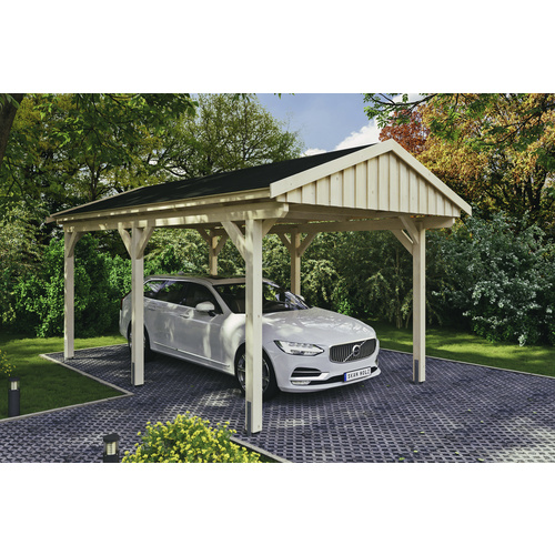 SKANHOLZ Carport »Fichtelberg«, BxT: 317 x 566 cm, Firsthöhe: 303 cm, unbehandelt - beige