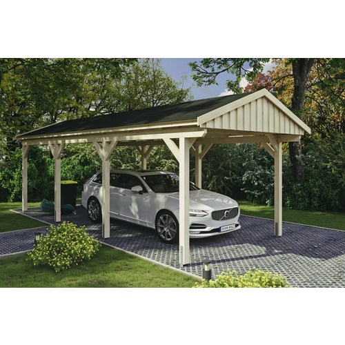 SKANHOLZ Carport »Fichtelberg«, BxT: 317 x 808 cm, Firsthöhe: 303 cm, unbehandelt – beige