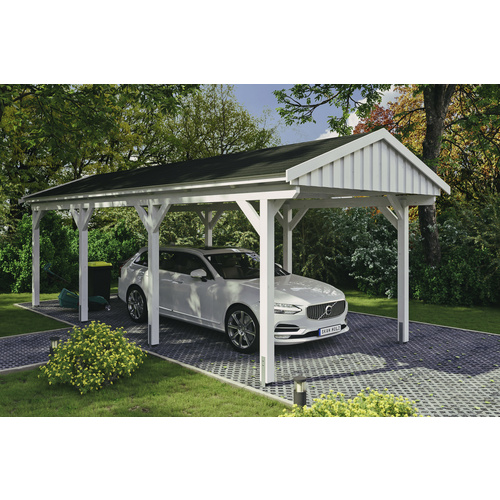 SKANHOLZ Carport »Fichtelberg«, BxT: 317 x 808 cm, Firsthöhe: 303 cm, lasiert - weiss