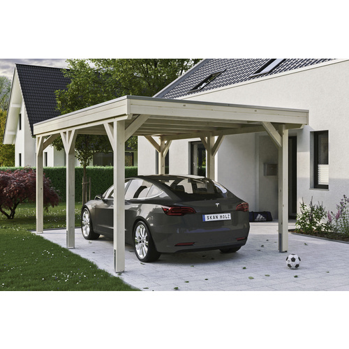 SKANHOLZ Carport »Grunewald«, BxT: 321 x 554 cm, Firsthöhe: 243 cm, unbehandelt – beige