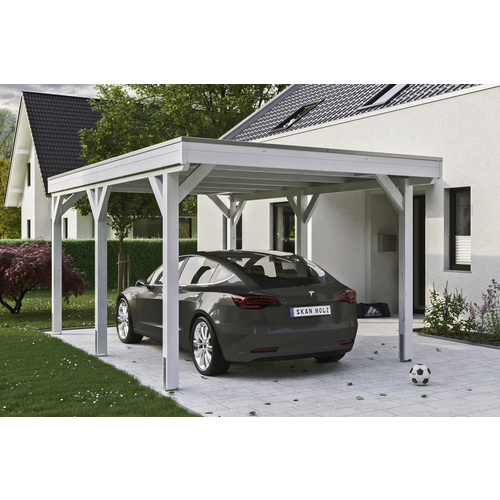 SKANHOLZ Carport »Grunewald«, BxT: 321 x 554 cm, Firsthöhe: 243 cm, lasiert – weiss