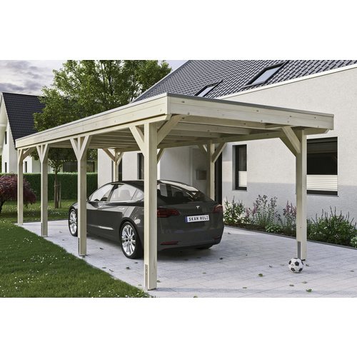 SKANHOLZ Carport »Grunewald«, BxT: 321 x 796 cm, Firsthöhe: 243 cm, unbehandelt - beige