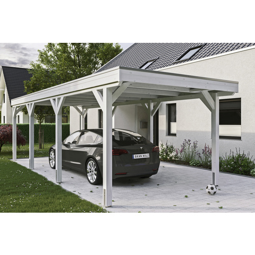 SKANHOLZ Carport »Grunewald«, BxT: 321 x 796 cm, Firsthöhe: 243 cm, lasiert - weiss