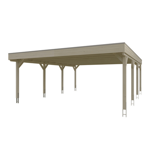 SKANHOLZ Carport »Grunewald«, BxT: 622 x 796 cm, Firsthöhe: 255 cm, unbehandelt - beige