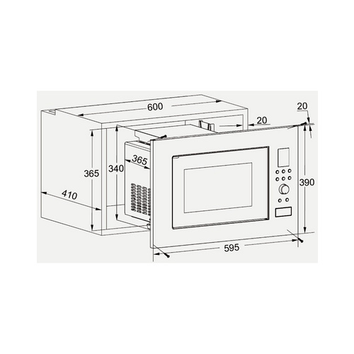 Wolkenstein Einbau-Mikrowelle, 900 W, schwarz