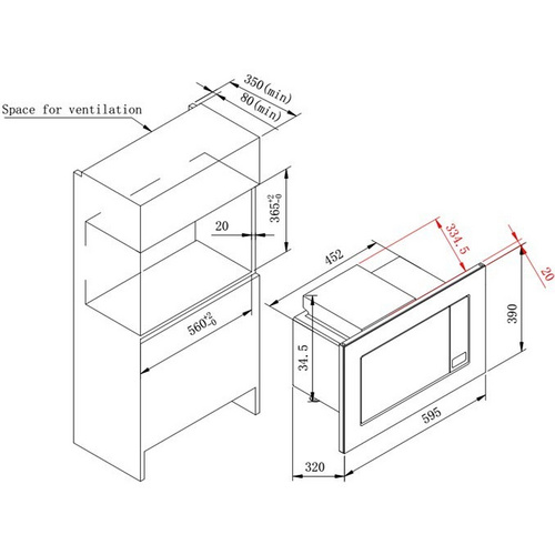 Wolkenstein Einbau-Mikrowelle, 800 W, si...