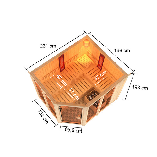Thumbnail - KARIBU Sauna »Mavi«, BxHxT:231 x 198 x 196 cm, naturbelassen - beige