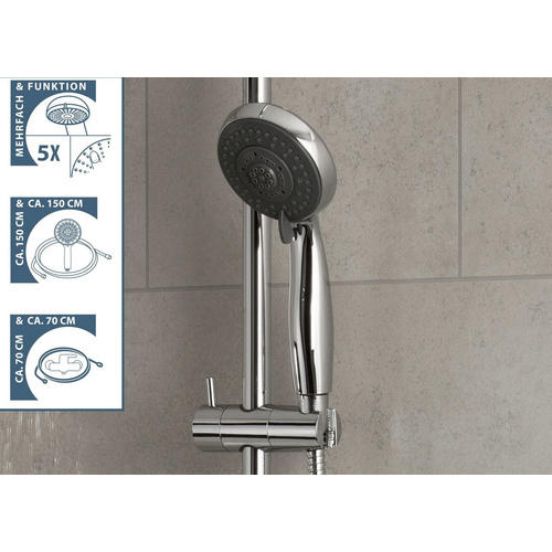 SCHÜTTE Überkopfbrause »Aquastar«, anthrazit, Höhe: 1120 mm - grau