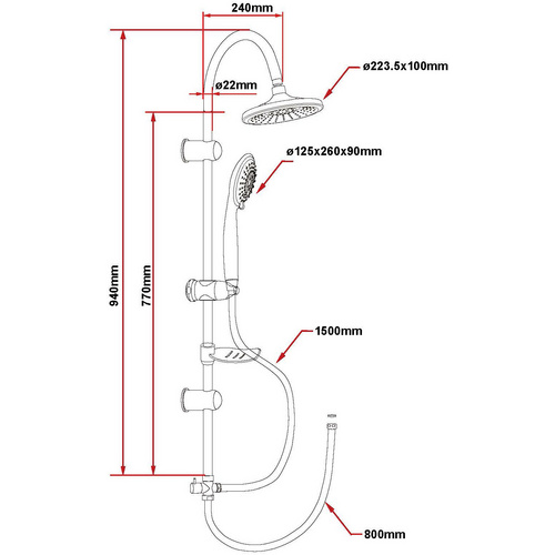 SCHÜTTE Duschsäule »Sommerregen«, Höhe: 102 cm, chromfarben - silberfarben