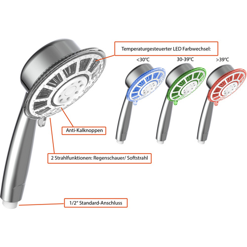 Thumbnail - SCHÜTTE Handbrause »YLLUMI«, Ø 12 cm, chromfarben - silberfarben
