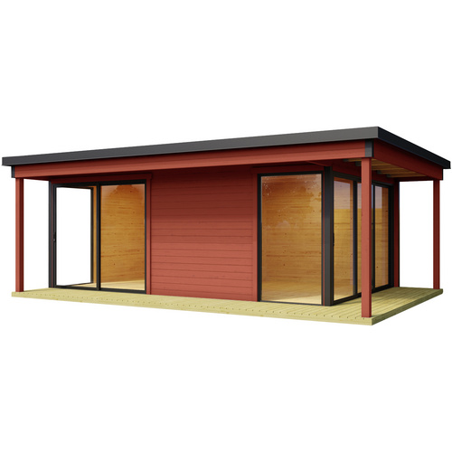 LASITA MAJA Gartenhaus »Domeo 3 Loggia«, Holz, BxHxT: 509 x 239,4 x 402 cm (Außenmaße inkl. Dachüberstand) - rot