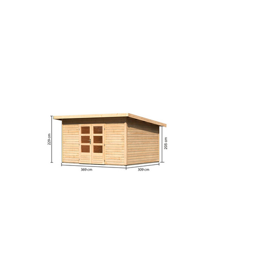 KARIBU Ferienhaus »Northeim 4«, Holz, BxHxT: 369 x 229,5 x 309 cm (Außenmaße inkl. Dachüberstand) - beige |  Fichte  |  9,3 m²
