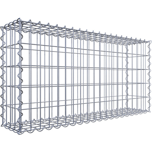 Gabiona Gabione, silbergrau, Maschenweite 5 cm x 10 cm, Spirale – silberfarben