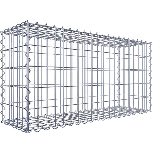 Gabiona Gabione, silbergrau, Maschenweite 5 cm x 10 cm, Spirale – silberfarben