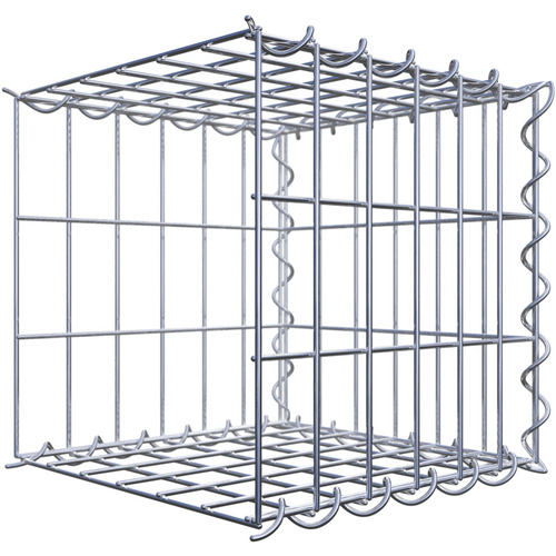 Gabiona Gabione, silbergrau, Maschenweite 5 cm x 10 cm, Spirale – silberfarben