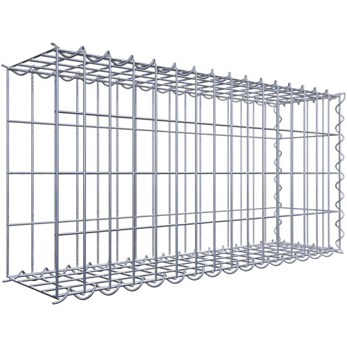 Gabiona Gabione, silbergrau, Maschenweite 5 cm x 10 cm, Spirale – silberfarben
